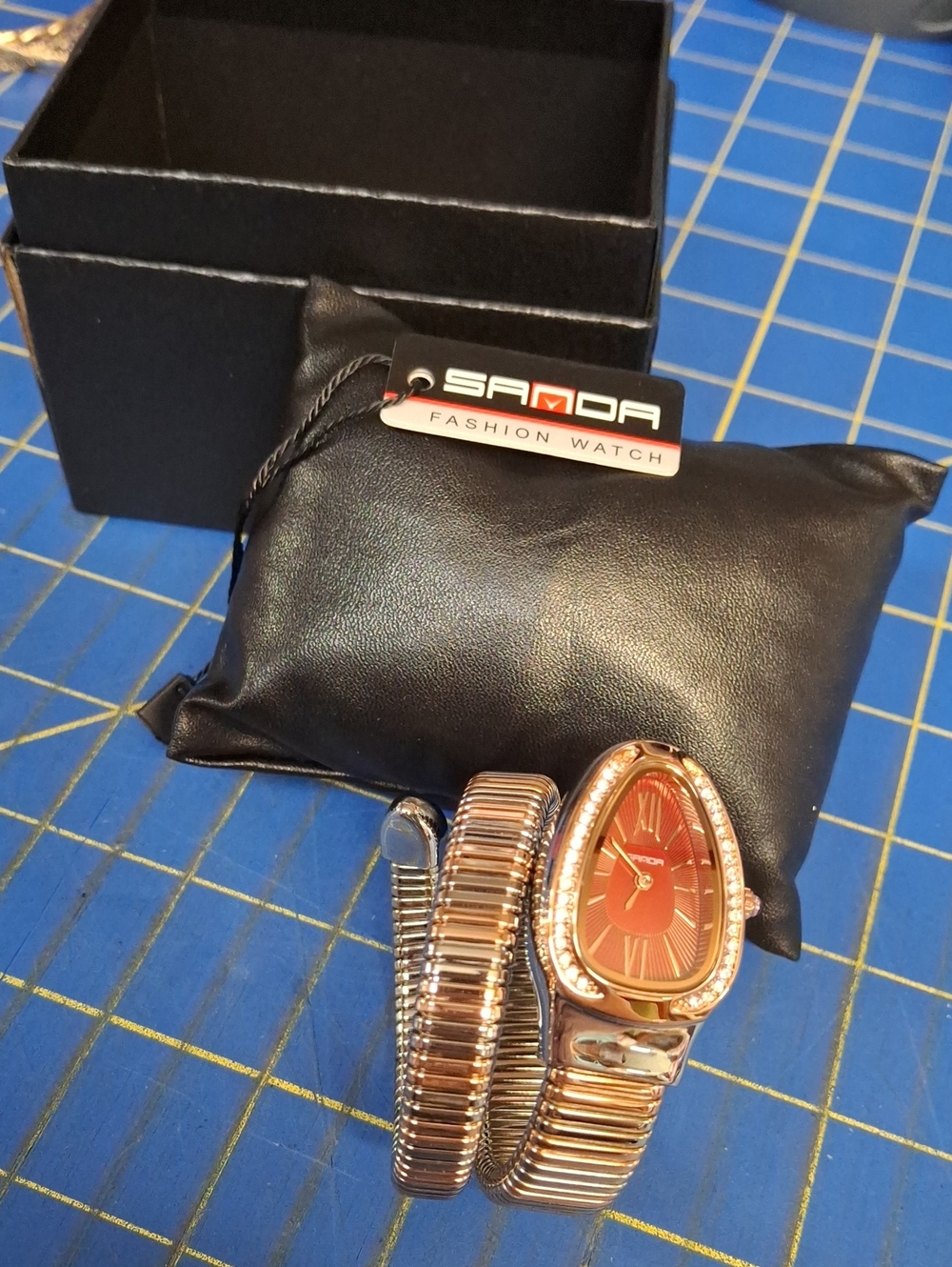 Rose Gold Silver Wrap Red Face Watch New In Box